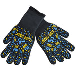 Silicone Cotton Microwave Kitchen Cooking Protective Gloves, High Temperature Resistance: 500 Degree C, Length: 32cm, Deyan, Deyan Red Stripe