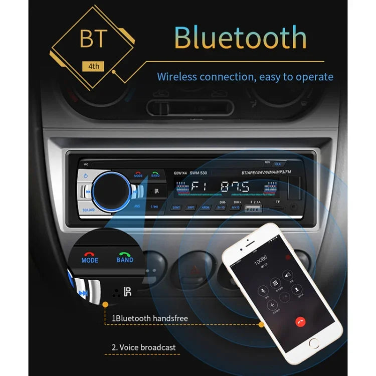 SWM-530 12V 汎用車載デュアルUSB充電器 ラジオ受信機 MP3プレーヤー FM＆Bluetooth対応 リモコン付き SWM-530