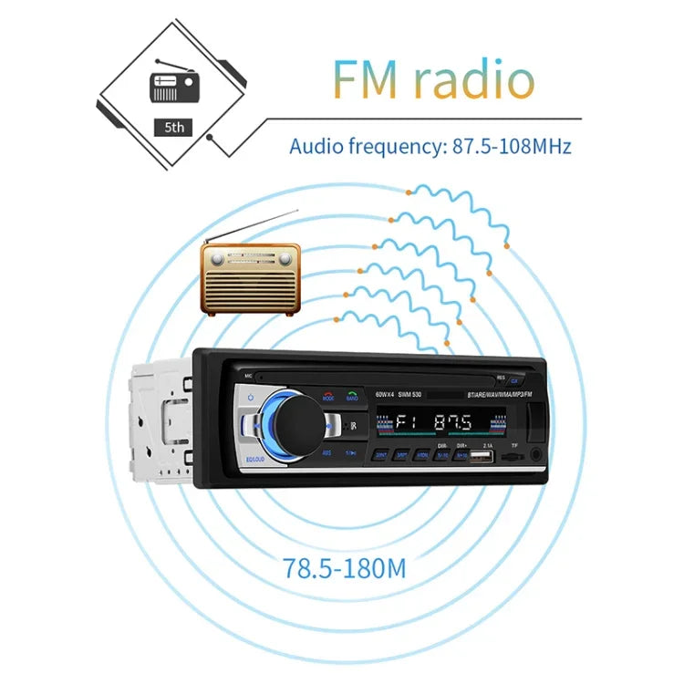 SWM-530 12V 汎用車載デュアルUSB充電器 ラジオ受信機 MP3プレーヤー FM＆Bluetooth対応 リモコン付き SWM-530
