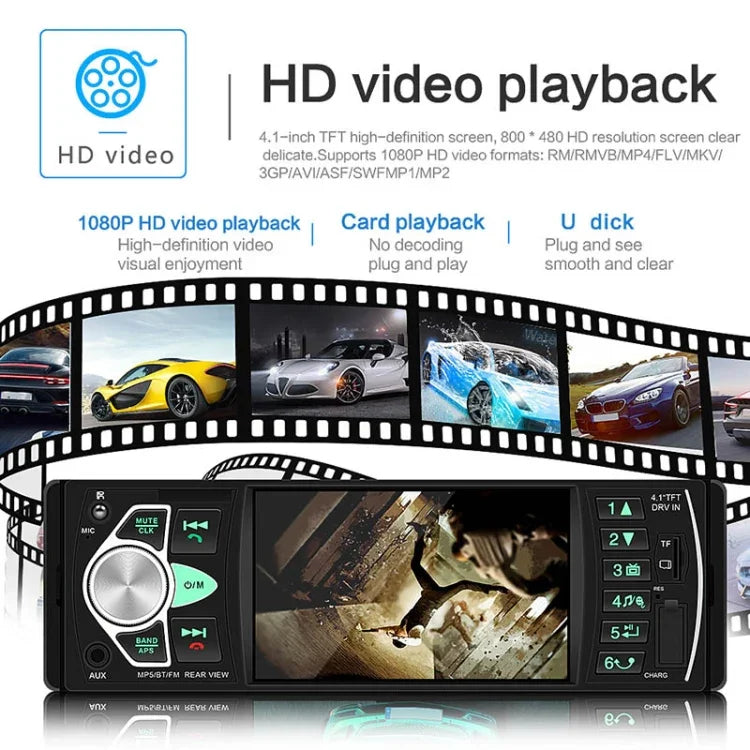 SWM-4022D HD 4.1インチ 12V 汎用車載ラジオ受信機 MP5プレーヤー FM＆Bluetooth＆TFカード対応 リモコン付き SWM-4022D