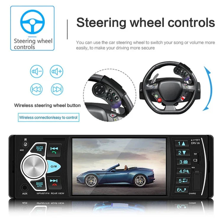 SWM-4022D HD 4.1インチ 12V 汎用車載ラジオ受信機 MP5プレーヤー FM＆Bluetooth＆TFカード対応 リモコン付き SWM-4022D