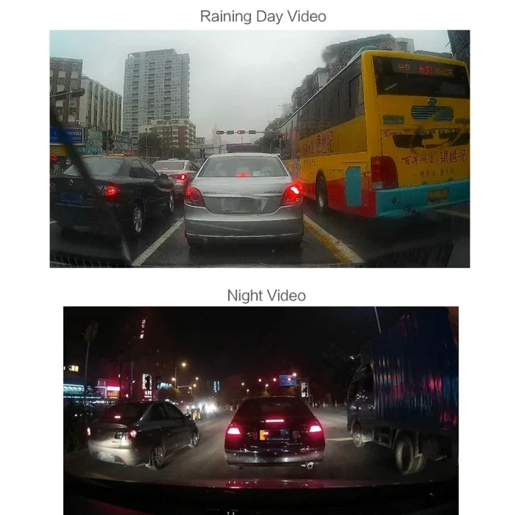 4インチHDビデオ録画HDディスプレイ車載レコーダー別F2.0カメラ付き、12MP 170度広角/リアビューループ録画/Gセンサー録画/WDRフルHD/フロントカメラ1080P/リアカメラ720P/32G TFカード対応、4インチ