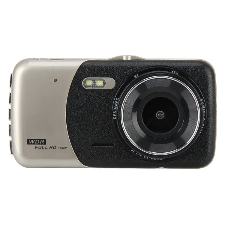 4インチHDビデオ録画HDディスプレイ車載レコーダー別F2.0カメラ付き、12MP 170度広角/リアビューループ録画/Gセンサー録画/WDRフルHD/フロントカメラ1080P/リアカメラ720P/32G TFカード対応、4インチ