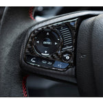2 in 1 Carbon Fiber Steering Wheel Button Trim Interior DIY Sticker for Honda Civic 10th Gen 2016-2019(General), Button Trim