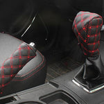3 PCS Car Hand Brake Cover Shift Knob Gear Stick Cushion Sets Rear View Mirror Sets Cover Car Accessory Interior Decoration Pad, 3 PCS Red, 3 PCS White