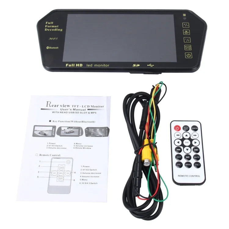7インチ 480*234 リアビュー TFT-LCD カラーカー モニター Bluetooth MP5プレーヤー付き、リバース自動画面機能対応、7インチ 480*234