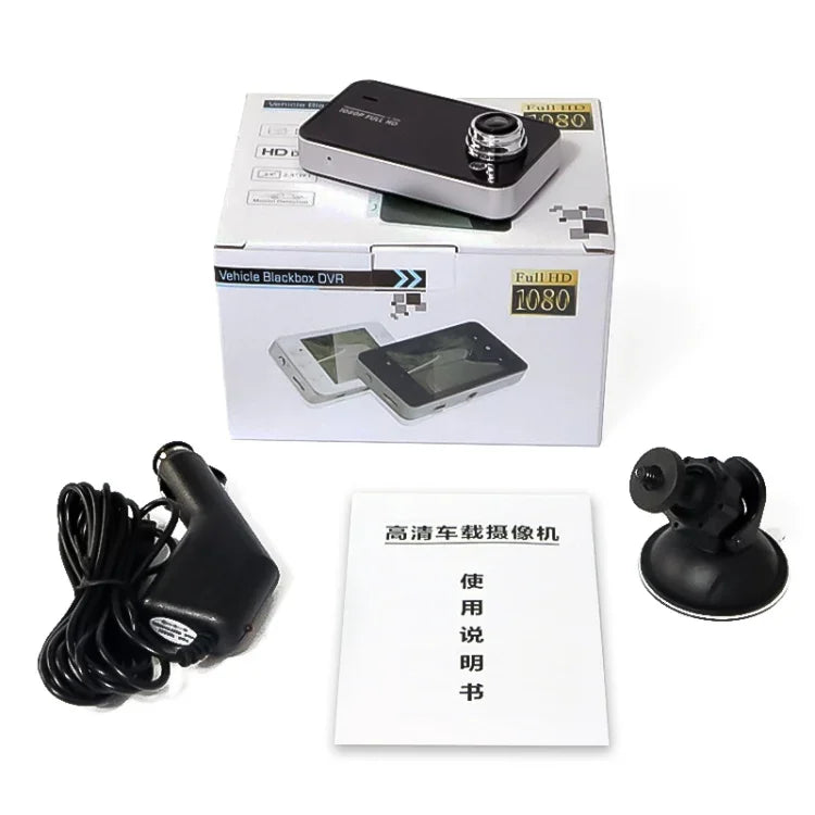 K6000 2.3インチ 90度広角 フルHD 720P ビデオカーDVR、TFカード対応（最大32GB）/ 動体検知、2つのナイトビジョン補助ライト付き、K6000