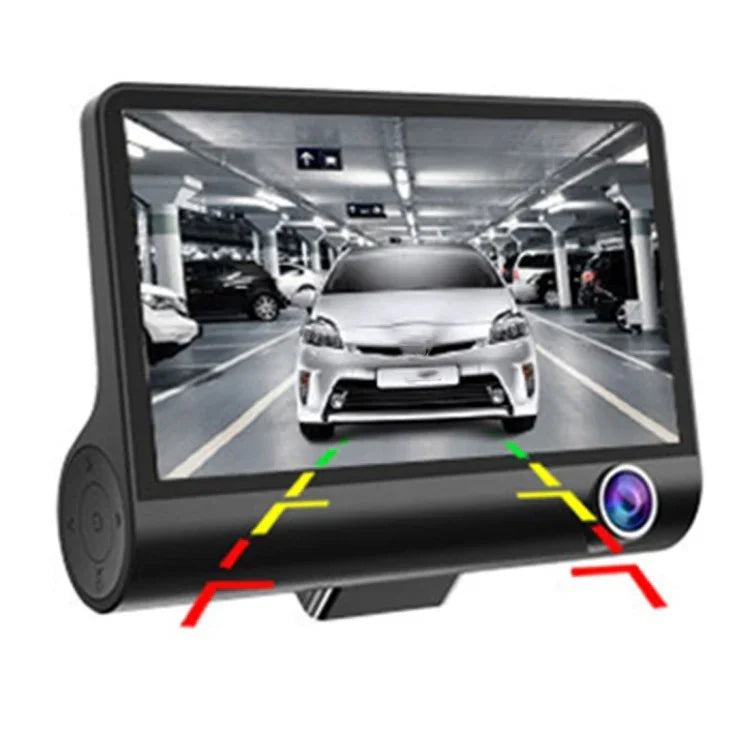4.0インチIPSスクリーン 5.0メガピクセル 170度広角 フルHD 1080P 3チャンネルビデオ車載DVR、ナイトビジョン補助ライト対応 / バックカメラ映像 / TFカード(最大32GB) / Gセンサー / 動体検知、170度