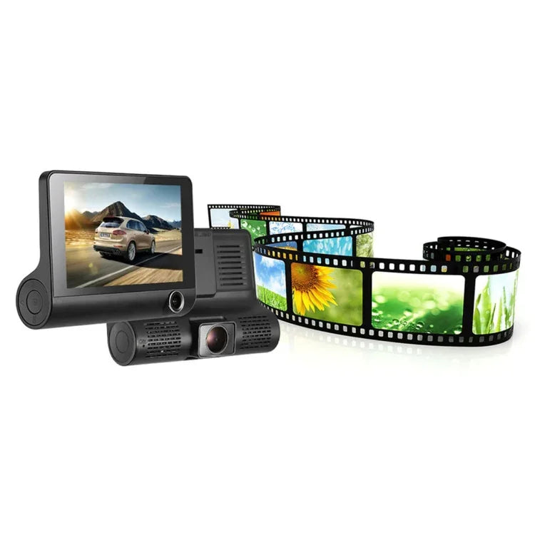 4.0インチIPSスクリーン 5.0メガピクセル 170度広角 フルHD 1080P 3チャンネルビデオ車載DVR、ナイトビジョン補助ライト対応 / バックカメラ映像 / TFカード(最大32GB) / Gセンサー / 動体検知、170度