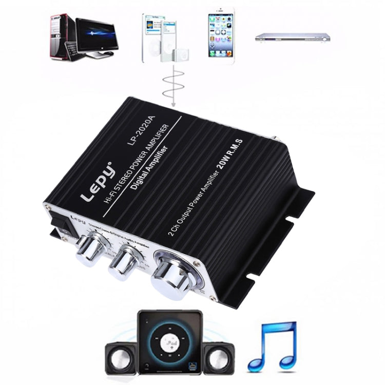 LP-2020A 車載／家庭用HIFIアンプ オーディオ MP3対応 UKプラグ 3A電源付、UKプラグ