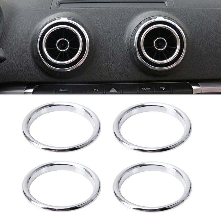 4 PCS Car Outlet Decorative Rings Aluminum Alloy Air Outlet Chrome Trim Ring Car Dashboard  Air Vents Cover Sticker Decoration for Audi A3, For Audi A3