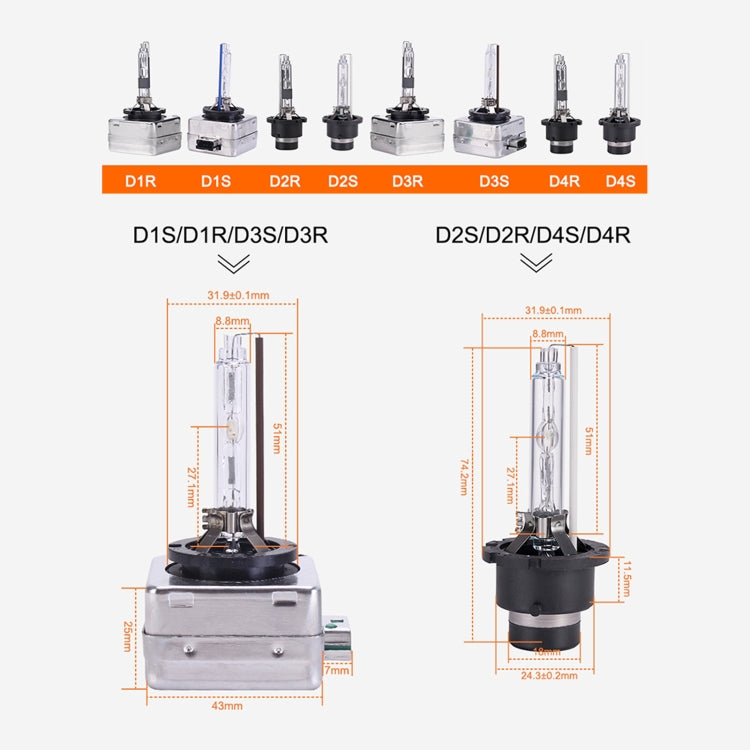 2 PCS D4R 35W 3800 LM 6000K HID Bulbs Xenon Lights Lamps, DC 12V, D4R