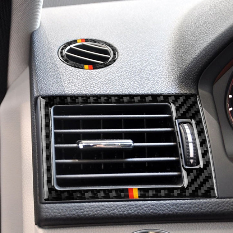 Car German Flag Carbon Fiber Air Outlet Ring + Intermediate Air Outlet + Side Air Outlet Panel Decorative Sticker for Mercedes-Benz W204 207-2010, Air Outlet (German Flag)
