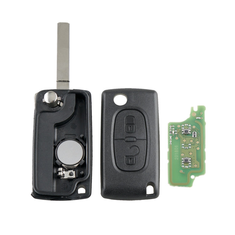 For PEUGEOT 2 Buttons ASK Signal Intelligent Remote Control Car Key with Integrated Chip & Battery & Holder, without Grooved, Frequency: 433MHz, 2 Buttons without Grooved