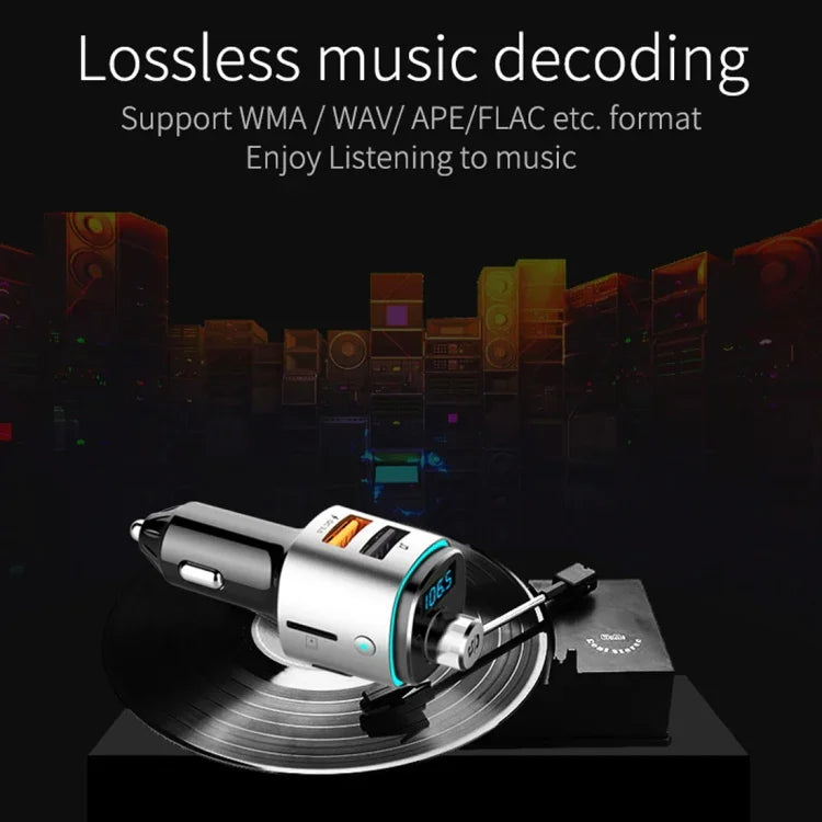 BC42 Bluetooth 5.0 多機能カーカラフルアンビエントライト MP3プレーヤー、TFカード＆Uディスク＆FM対応、BC42