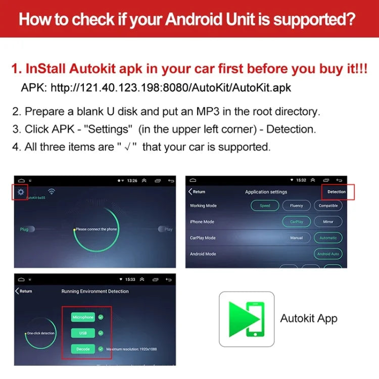 Android / Apple Carplay対応 カーナビ ワイヤレスBluetoothモジュール 自動スマートフォン USB Carplayアダプター、CPC200-Autokit