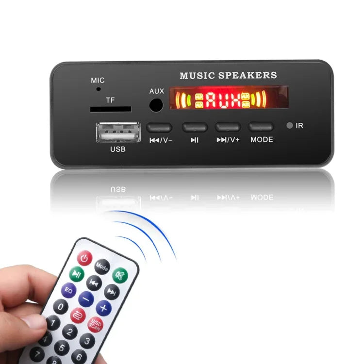 Car 12V 2x3W Audio MP3 Player Decoder Board FM Radio TF USB 3.5mm AUX, with Bluetooth & Recording Call Function & Remote Control, 12V