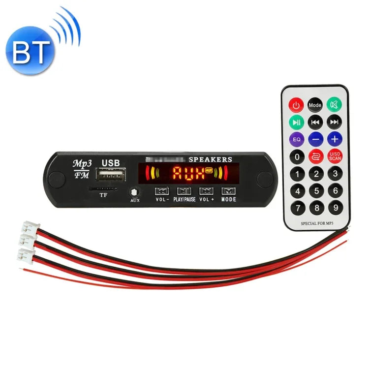 車載12V 2x3WオーディオMP3プレーヤーデコーダーボード FMラジオ TF USB 3.5mm AUX、Bluetooth / 通話録音機能 / パワーアンプ / リモコン付き、12V