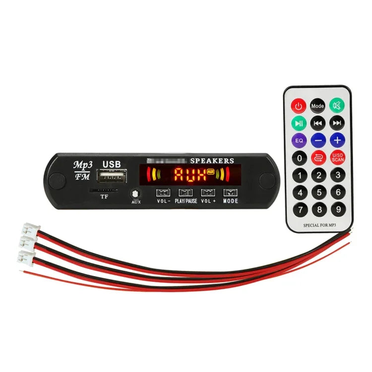 車載12V 2x3WオーディオMP3プレーヤーデコーダーボード FMラジオ TF USB 3.5mm AUX、Bluetooth / 通話録音機能 / パワーアンプ / リモコン付き、12V