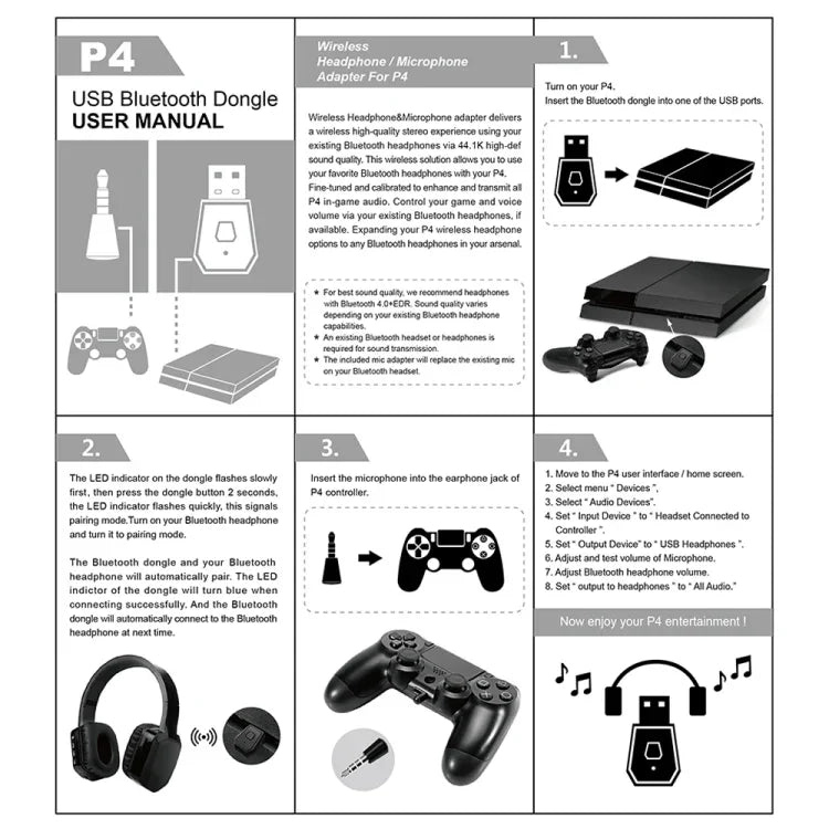 USB 4.0 Bluetoothアダプター受信機＆送信機 Sony PlayStation PS4用、PS4対応