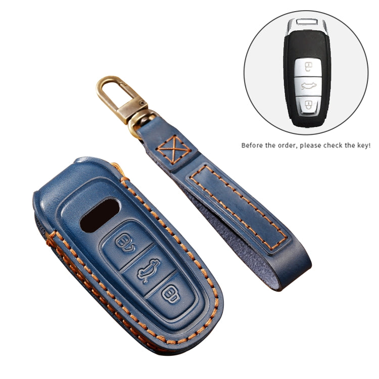 Hallmo Car Cowhide Leather Key Protective Cover Key Case for Audi A6L / A8L / A4 / A7 / A5 C Style, For Audi A6L C Style