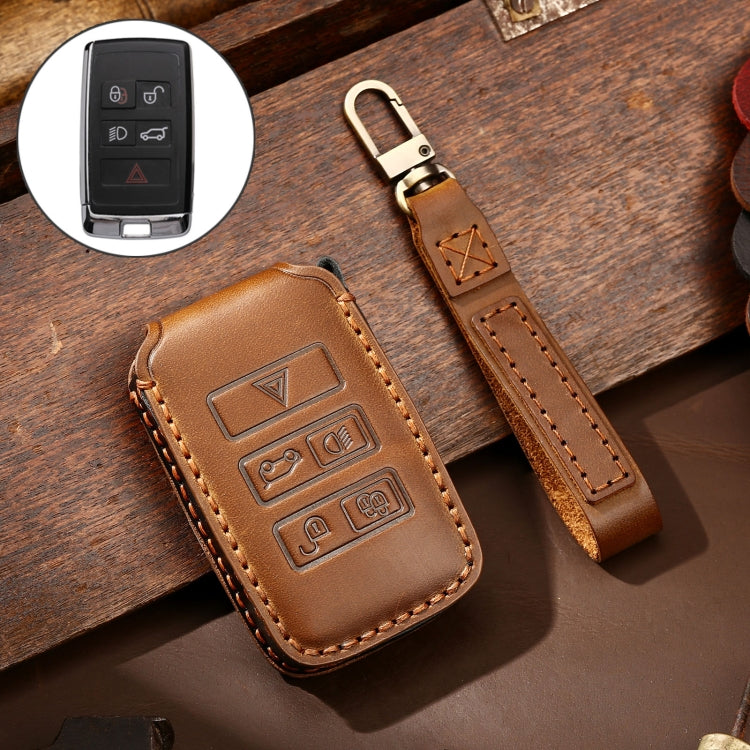 Hallmo Car Cowhide Leather Key Protective Cover Key Case for Land Rover Discovery 5 B Style, For Land Rover Discovery 5 B Style