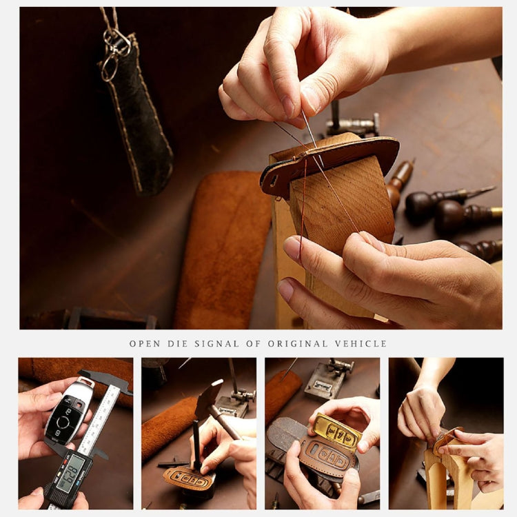Hallmo Car Cowhide Leather Key Protective Cover Key Case for Land Rover Discovery 5 B Style, For Land Rover Discovery 5 B Style