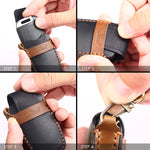 Hallmo Car Cowhide Leather Key Protective Cover Key Case for Hyundai 5-button, For Hyundai 5-button