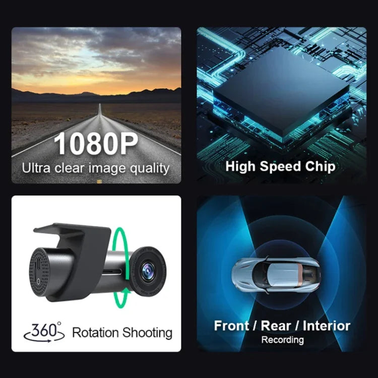 車載WiFiデュアルカメラ 隠し360度回転式ドライブレコーダー、WiFiデュアルカメラ