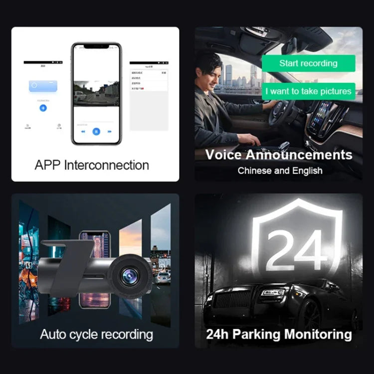 車載WiFiデュアルカメラ 隠し360度回転式ドライブレコーダー、WiFiデュアルカメラ