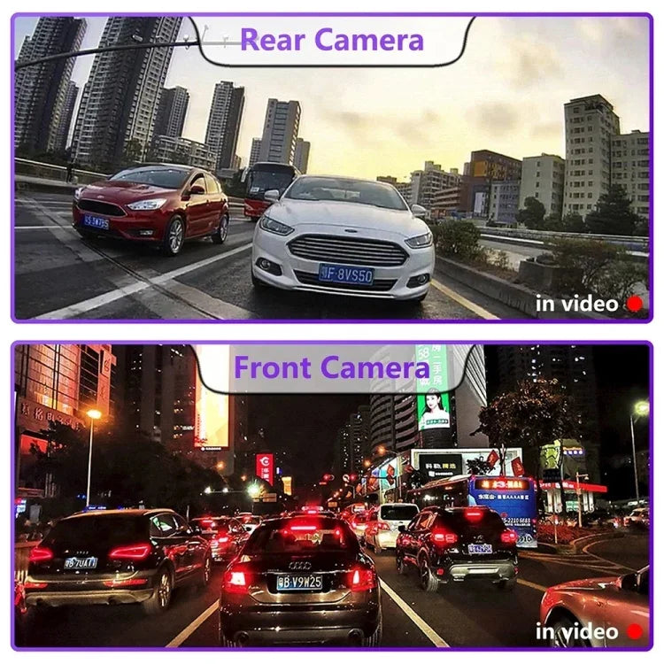 前後デュアルカメラHD赤外線ナイトビジョン車載ダッシュカムドライブレコーダー、前後用