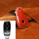 For Mercedes-Benz Colorful Edge Style Car Cowhide Leather Key Protective Cover Key Case, For Mercedes-Benz