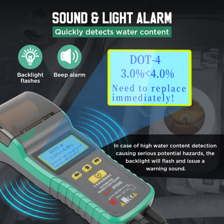 DUOYI DY23D Car Brake Fluid Detection Pen with Print Function, DY23D