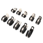 10 PCS Car Rubber Cushion Pipe Clamps Stainless Steel Clamps, Size: 9/8 inch (28mm), Size: 9/8 inch (28mm)