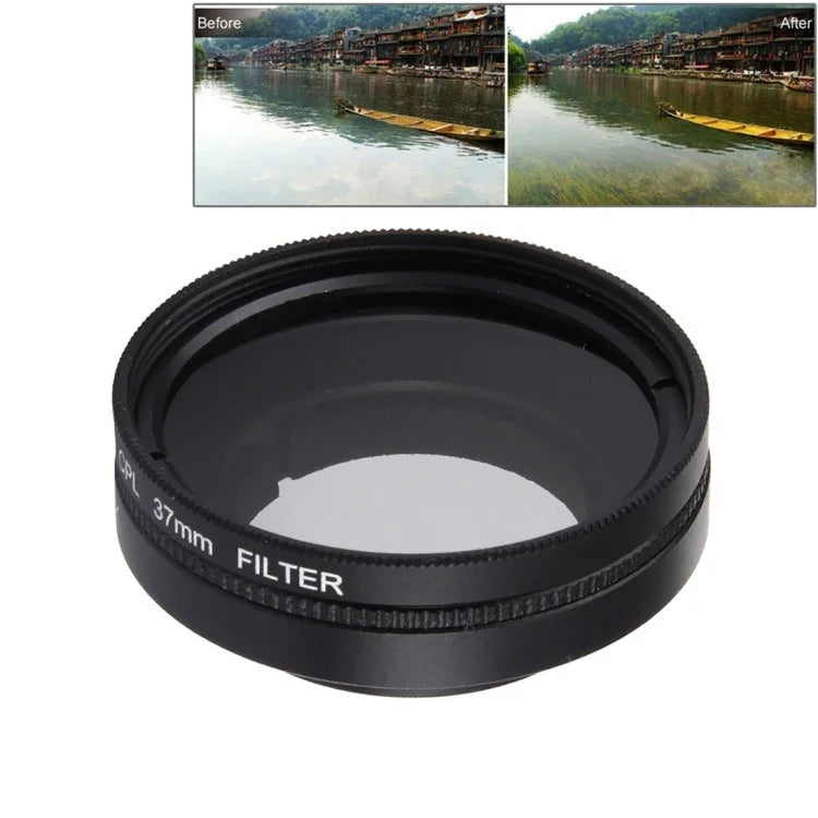 JUNESTAR Xiaomi Xiaoyi Yi II 4Kスポーツアクションカメラ用プロフェッショナル37mm CPLフィルター＋レンズ保護キャップ、CPLフィルター＋レンズキャップ