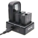 デュアルバッテリーチャージャー＋リモートコントロールチャージャー USBケーブル付き GoPro HERO7 Black /6 /5 (AHDBT-501)用、バッテリー別売、バッテリー＋リモートコントロールチャージャー