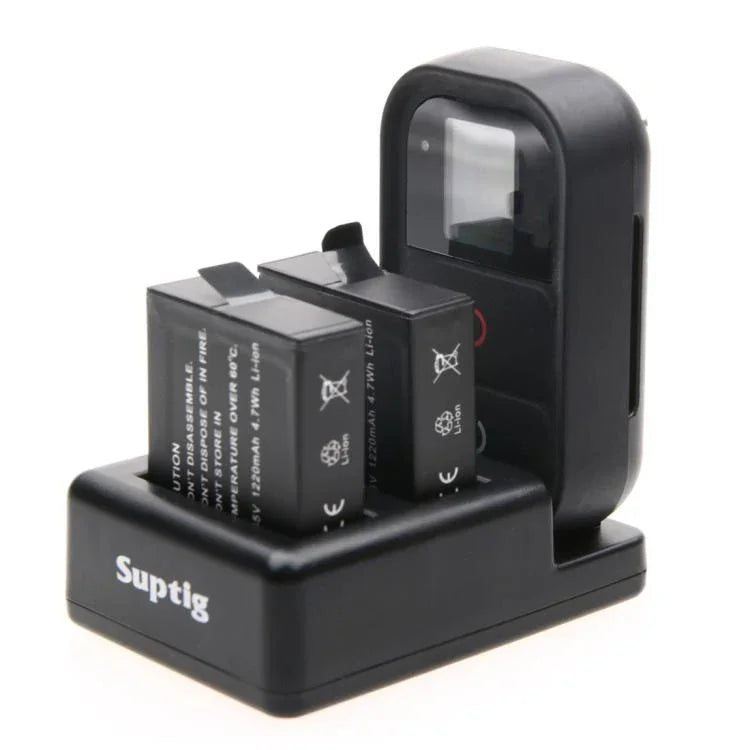 デュアルバッテリーチャージャー＋リモートコントロールチャージャー USBケーブル付き GoPro HERO7 Black /6 /5 (AHDBT-501)用、バッテリー別売、バッテリー＋リモートコントロールチャージャー
