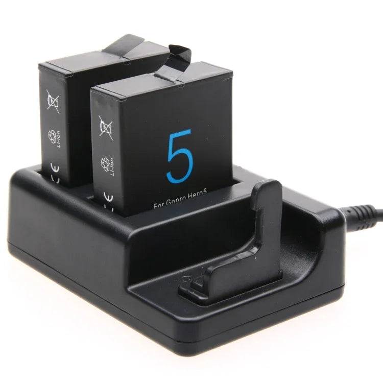 デュアルバッテリーチャージャー＋リモートコントロールチャージャー USBケーブル付き GoPro HERO7 Black /6 /5 (AHDBT-501)用、バッテリー別売、バッテリー＋リモートコントロールチャージャー