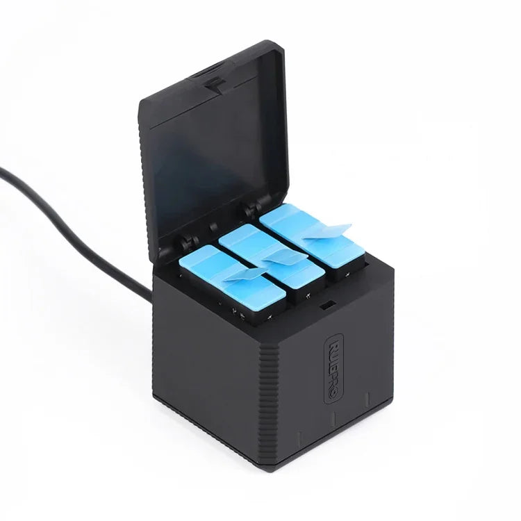 RUIGPRO USBトリプルバッテリーハウジングチャージャーボックス ケーブル＆インジケーターライト付き GoPro HERO9 Black / HERO10 Black用