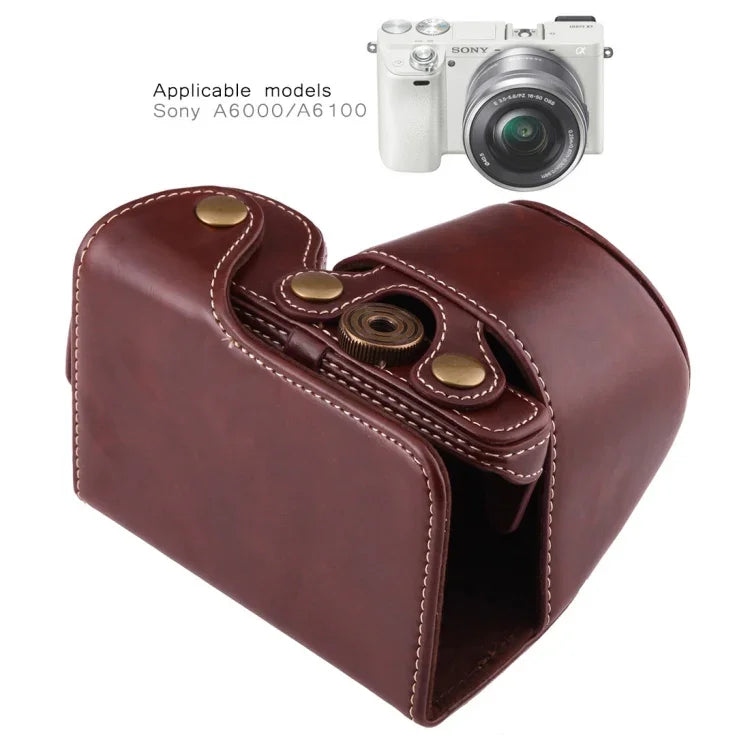 ソニー A6000 / A6300 / Nex 6用 フルボディカメラPUレザーケースバッグ ストラップ付き, ソニー A6000用, A6000用