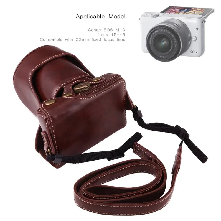 キヤノン EOS M10用 フルボディカメラPUレザーケースバッグ ストラップ付き, EOS M10用