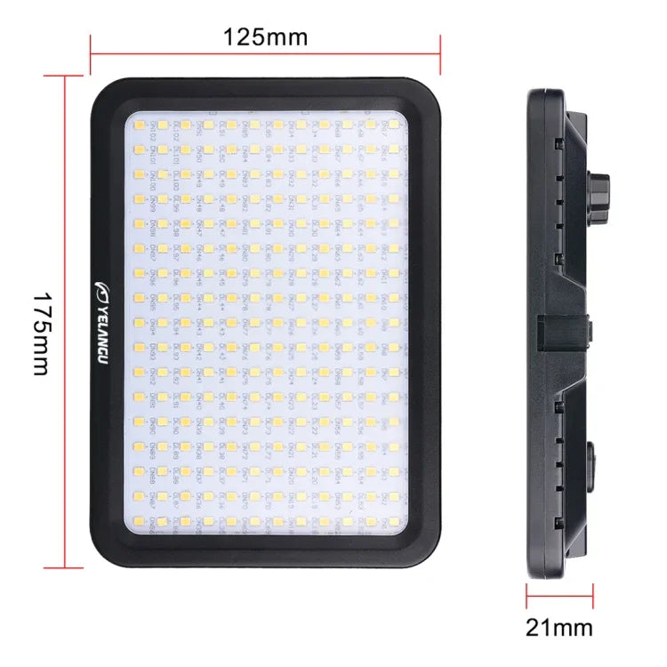 YELANGU YLG0504B 204 LEDs 1000LM 3300-5600K 無偏光調光スタジオライト ビデオ＆写真用ライト Canon、Nikon、DSLRカメラ用, 204 LEDs