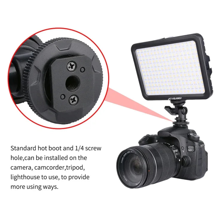 YELANGU YLG0504B 204 LEDs 1000LM 3300-5600K 無偏光調光スタジオライト ビデオ＆写真用ライト Canon、Nikon、DSLRカメラ用, 204 LEDs