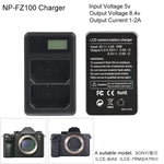 デュアルチャネルデジタルLCDディスプレイバッテリーチャージャー（USBポート付き）Sony NP-FZ100バッテリー対応、Sony A9（ILCE-9）対応、デュアルNP-FZ100バッテリー用