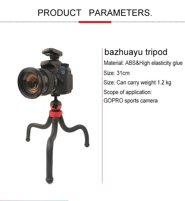 ミニオクトパスフレキシブル三脚ホルダー 電話クランプ付き iPhone、Galaxy、Huawei、GoPro、Insta360、DJIおよびその他のアクションカメラ対応、GP271