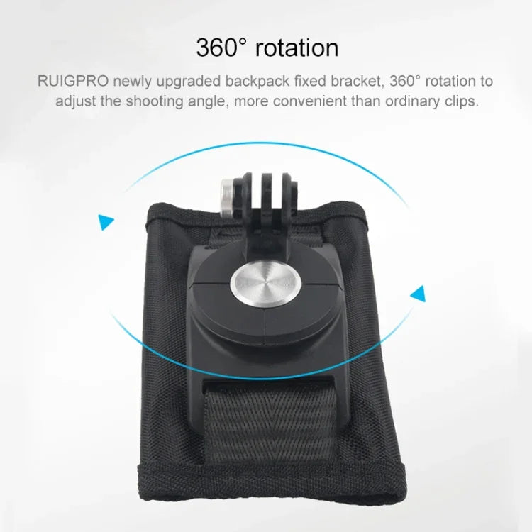 360度回転クイックリリースストラップマウント ショルダーバックパックマウント GoPro、Insta360、DJIおよびその他のアクションカメラ対応