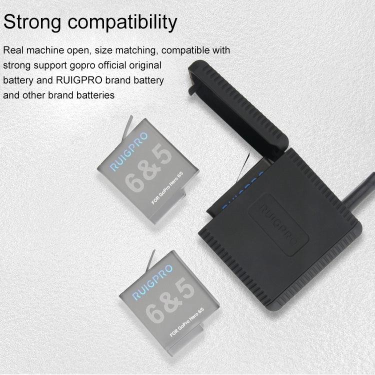 RUIGPRO GoPro HERO6/5用 USBトリプルバッテリーハウジング充電ボックス USBケーブル＆LEDインジケーターライト付き