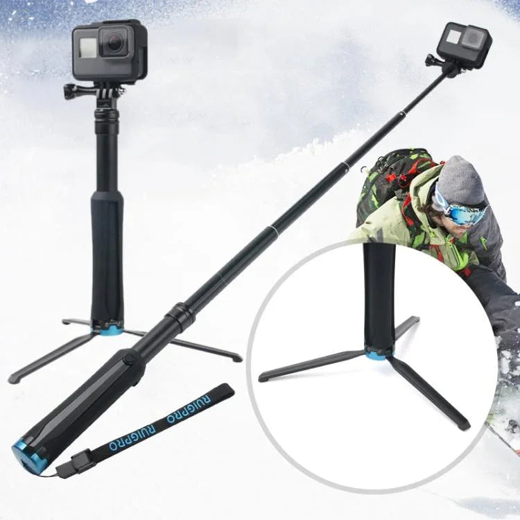 ポータブル折りたたみ三脚ホルダー セルフィーモノポッドスティック GoPro、Insta360、DJIおよびその他のアクションカメラ対応 長さ：23.5-81cm、RUIGPRO