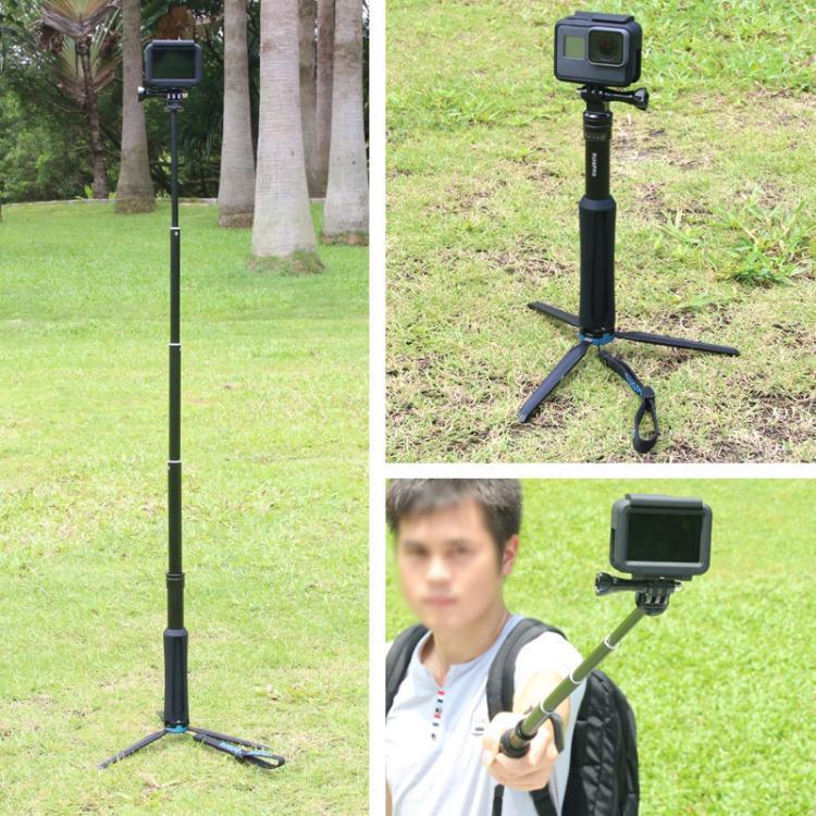 ポータブル折りたたみ三脚ホルダー セルフィーモノポッドスティック GoPro、Insta360、DJIおよびその他のアクションカメラ対応 長さ：23.5-81cm、RUIGPRO