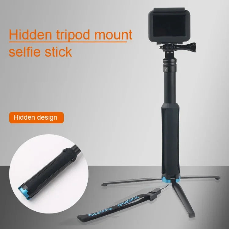 ポータブル折りたたみ三脚ホルダー セルフィーモノポッドスティック GoPro、Insta360、DJIおよびその他のアクションカメラ対応 長さ：23.5-81cm、RUIGPRO